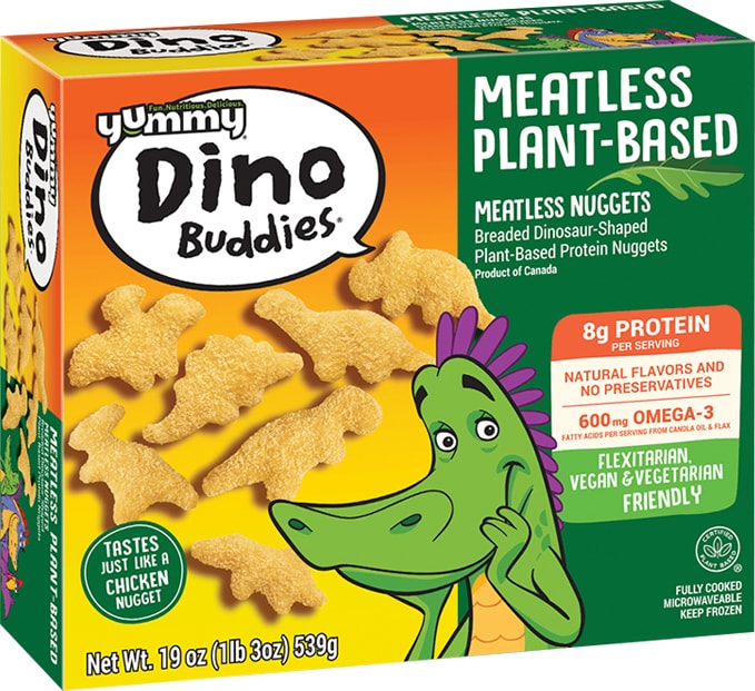 Yummy dino buddies - MEATLESS PLANT BASED DINOSAUR NUGGETS